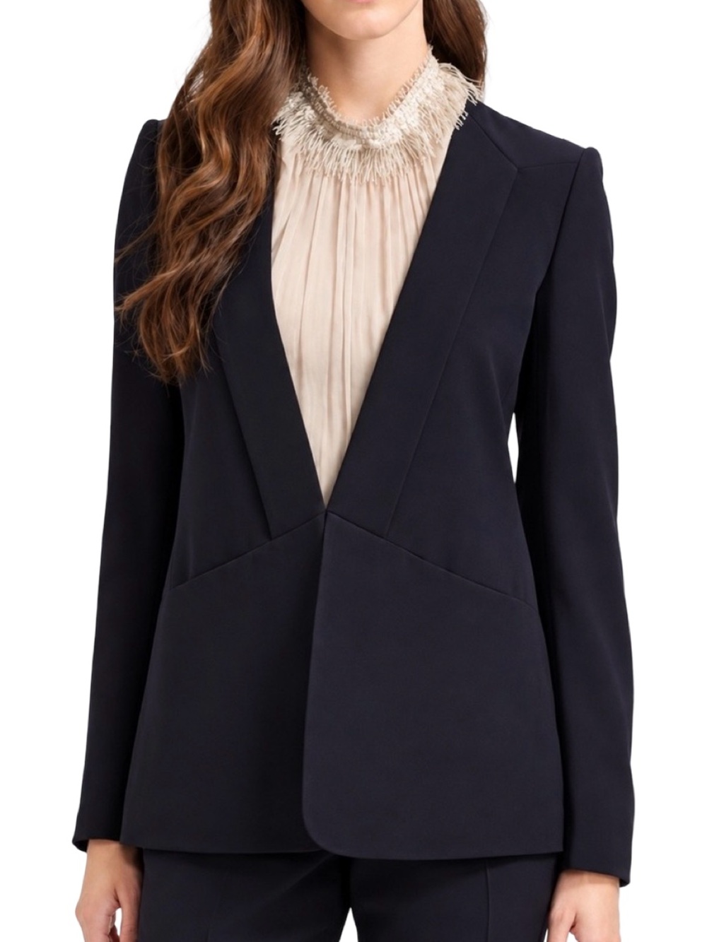 Theory Medora Hydric Wool Blend Tailored Jacket Blazer Navy